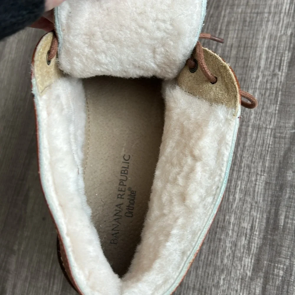 Banana‎ Republic Roderick Ortholite Leather Shearling-Lined Chukka Boots Brown 8